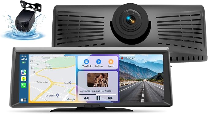 Wireless CarPlay Screen,8.1" Portable Touch Screen Car Stereo with 2K Dash