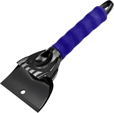 Ice Scraper for Cars and Small Trucks, Ice Scrapers for Car Windshield, Auto Snow Removal Tool with Ergonomic Foam Grip, Auto Windshield Plastic Snow Shovel for Truck Home Window (Blue)