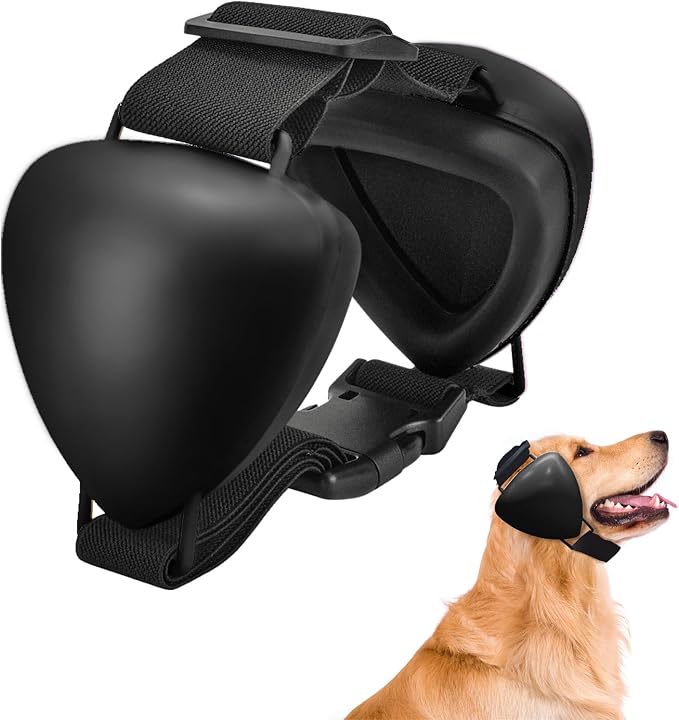 Dog Ear Muffs for Noise Protection, Comfort Dog Noise Cancelling Ear Muffs with Fast Snap Lock for Fireworks, Thunder, Vacuums(Black,L)