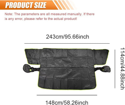 Magnetic Car Windshield Snow Cover, Windproof Car Sunshade with Elastic Strap & Hook, Automotive Windscreen Frost Cover, Winter Vehicle Side Window&Mirror Protector Accessories (Green Eage)
