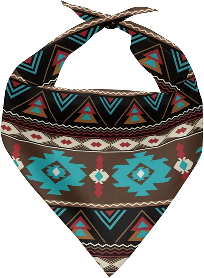 African Tribal Aztec Dog Bandanas Holiday Triangle Dog Kerchief Bandana Adjustable Pet Bibs Adjustable Reversible Pet Costume Accessories for Small Medium Large Dogs
