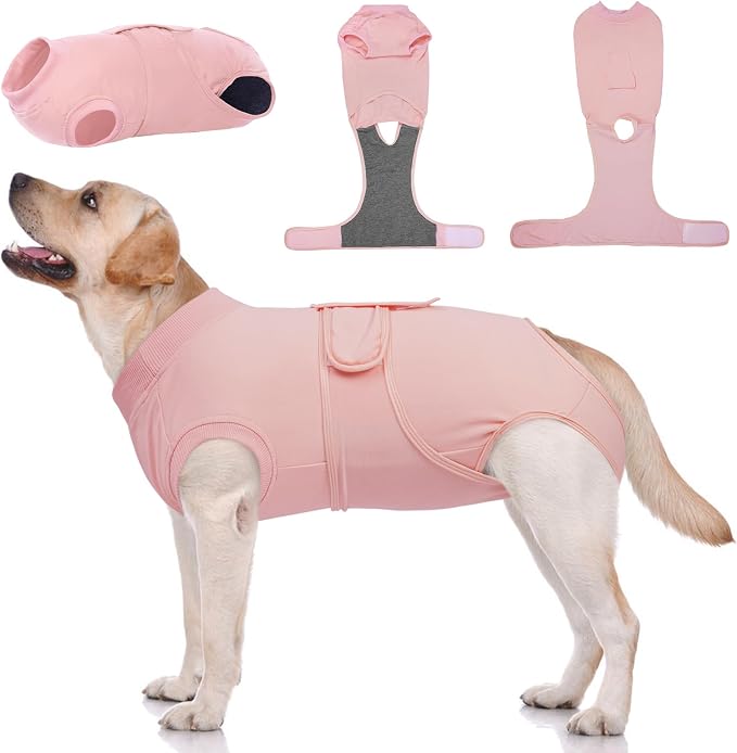 Kuoser Dog Surgery Suit Female Spay, Dog Recovery Suit Male Neuter, Pet Clothes Onesie for Surgery Anti Licking Abdominal Wounds Puppy Surgical Recovery Bodysuit Shirt, Substitute E-Collar & Cone