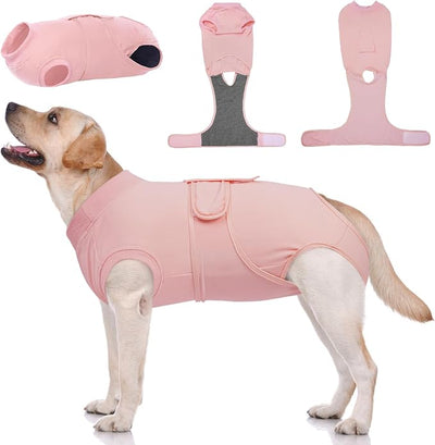 Kuoser Dog Surgery Suit Female Spay, Dog Recovery Suit Male Neuter, Pet Clothes Onesie for Surgery Anti Licking Abdominal Wounds Puppy Surgical Recovery Bodysuit Shirt, Substitute E-Collar & Cone