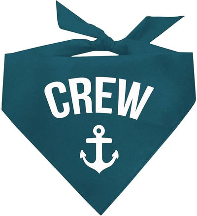 Crew with Anchor Dog Bandana | Dog Bandana | 100% Cotton | Made in USA | Lake & Boats | Outdoors & Fishing & Camping | Father's Day | Summer | Teal, One Size (265)