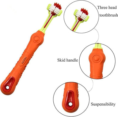 Orgrimmar 8 Pcs 3-Sided Pet Toothbrush Dog Cat Mouth Dental Teeth Care | Pet Brush for Bad Breath Tartar Cleaning