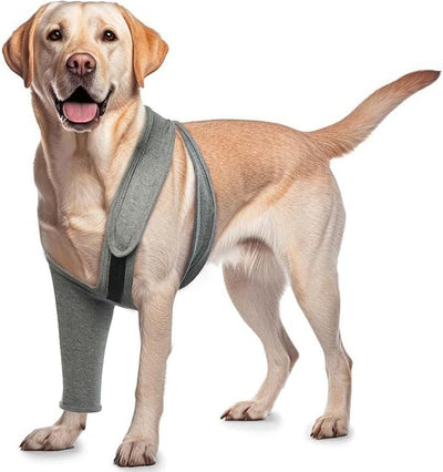 ROZKITCH Dog Front Leg Sleeve for Right Left, Pet Prevent Licking Wound Elbow Knee Protector, Dog Recovery Suit Cone Collar Alternative for Sprain ACL CCL Arthritis Joint Care Grey S