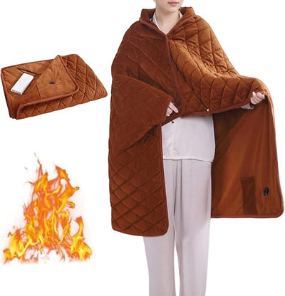 Portable Heated Blanket Soft Warm Heated Lap Rechargeable Electric Throw for Camping Car Travel Use No Battery
