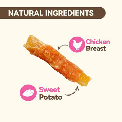 Dog Treats, Chicken Wrapped Sweet Potato, Soft Rawhide-Free Chews for Puppies & Small Dogs, 25 oz