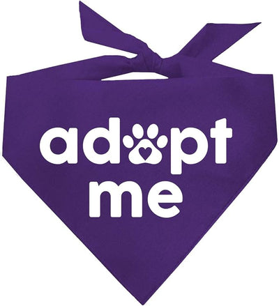 Adopt Me Dog Bandana | 100% Cotton | Made in USA | Adoption Event Prop Photoshoot | Rescue | Puppy | New Dog | Purple, X-Small (326)