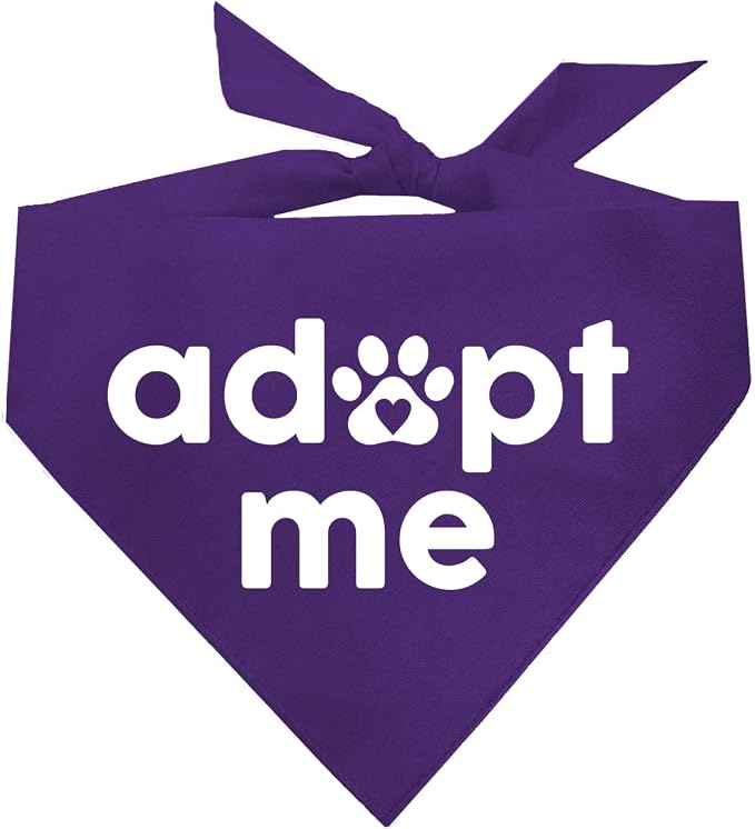 Adopt Me Dog Bandana | 100% Cotton | Made in USA | Adoption Event Prop Photoshoot | Rescue | Puppy | New Dog | Purple, X-Small (326)
