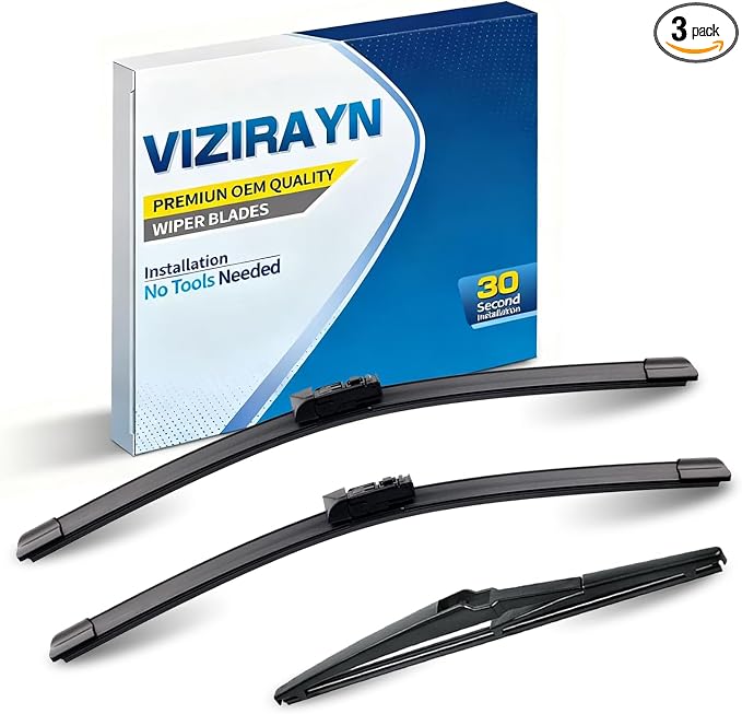 3 pcs 28" 16" 16" Front & Rear Windshield Wiper Blades,VIZIRAYN Replacement for Toyota Prius 2016-2022,Top Lock (Pack of 3) OEM Quality,All-Season