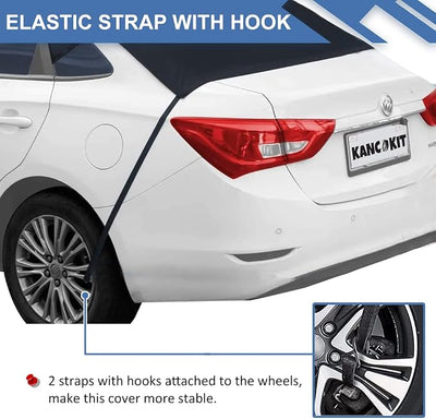 Rear Window Snow Cover, 600D Oxford Winter Windshield Cover with Long Flaps and Magnets Protect Rear Windscreen from Snow Ice Frost, All Weather Back Window Cover Snow-Shade Fit Most Cars