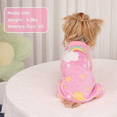 Sebaoyu Dog Pajamas for Small Dogs, Glow in Dark Tie Dye Unicorn Sweater, Super Soft Velvet Material Chihuahua Yorkie Tiny Clothes Outfits(X-Small,Rainbow)