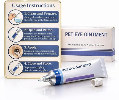 Pet Eye Health for Dogs, Cats, Cattle, Sheep, Horses Birds and Puppies, Kitten - 1 Tube, Sterile, 3.5g Tube, for Animal Use