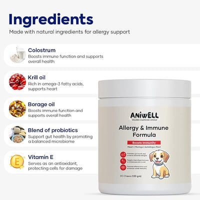 Itch & Allergy Combo for Dogs | Itch Relief Chews + Allergy & Immune Support | Borage Oil, Vitamin E, Krill Oil | Seasonal Allergy Dog Supplement - Pack of 2