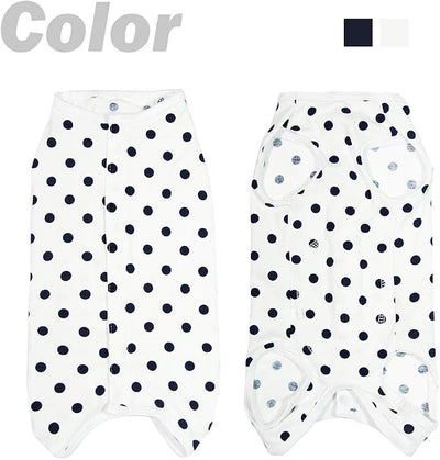 Dog’s Recovery Suit Post Surgery Shirt for Puppy, Wound Protective Clothes for Little Animals(White spot-m)