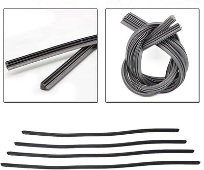 4-Piece Bracketless Wiper Rubber Filler Strip, 26 Inch Size Adjustable Wiper Substitution Rubber, Suitable for Front, Rear Windshield, Doors, Windows (Black)