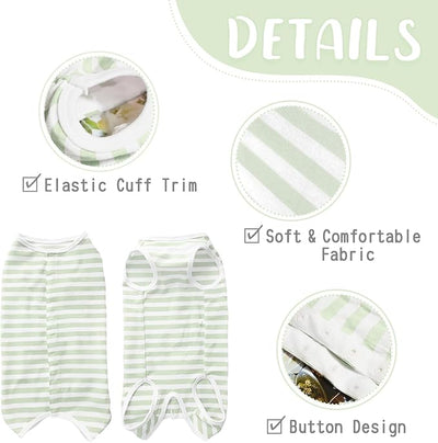 Dog's Recovery Suit Post Surgery Shirt for Puppy, Small Dog Surgical Recovery Suit for Female Male Dogs, Dog Onesie Protect Surgical Wound(Green White Stripe-m)