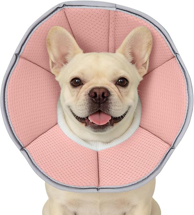 MAXFUT Dog Cone Collar,Soft Cone for Dogs to Stop Licking After Surgery,Non Inflatable Dog Donut Cone (Pink, S)
