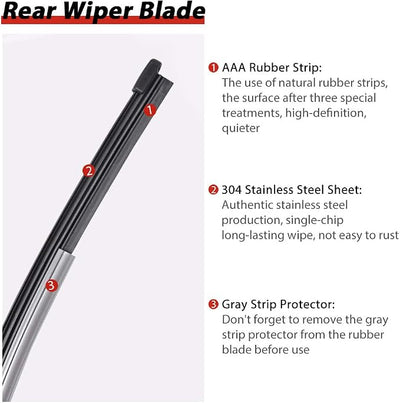 OTUAYAUTO Rear Wiper Arm Blade Replacement for Ford Explorer 2011-2023 Escape 2013-2023 Expedition, Lincoln MKX MKC Corsair Nautilus Back Windshield Wiper Assembly OEM Style All Weather BB5Z17526C