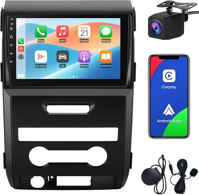 5G WiFi Car Radio Stereo for Ford F150 2009-2012,Wireless CarPlay/Android Auto,9" HD IPS Touch Display Support GPS DSP RDS,Upgrade Bluetooth 5.0 AM/FM with Backup Camera 2GB RAM 32GB ROM