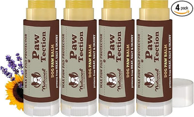 Natural Dog Company PawTection Dog Paw Balm, 4 Pack, Protects Paws from Hot Surfaces, Sand, Salt, & Snow, Organic, All Natural Ingredients (0.15 oz Travel Stick) X 4