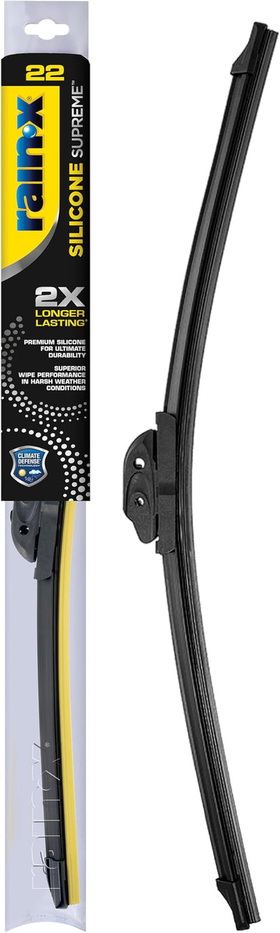 RainX Silicone Supreme Windshield Wiper Blade 22" - Heavy Duty Silicone Squeegee, Extreme Weather Resistance & All-Season Performance, Streak-Free Beam Technology, Quick Install (Pack of 1)