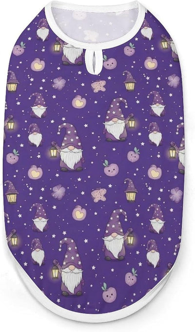 Lightweight Sleeveless Dog Tank Top, Cartoon Sleepy Gnome Purple Soft Breathable Pet Clothes for Small Medium Dogs, XX-Large