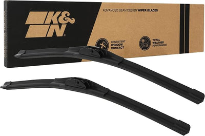 K&N EDGE Wiper Blades: All Weather Performance, Superior Windshield Contact, Streak-Free Wipe Technology: 24" (Pack of 2)