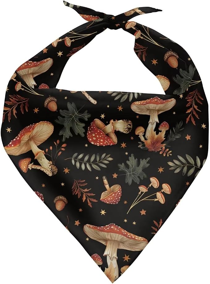 KEIAHUAN Mushroom Print Summer Dog Bandana Puppy Triangle Bibs Scarf Handkerchief Holiday Reversible Scarves for Cat and Dogs Decoration