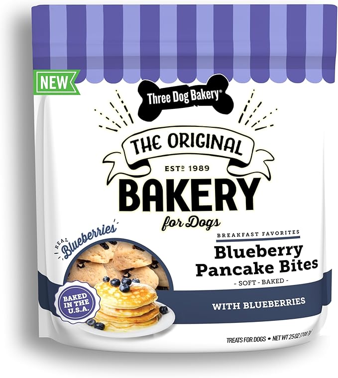 Blueberry Pancake Bites, Treats with Real Blueberries & Vanilla, Mess-Free Snacks & Training Cookies for Dogs & Puppies, Human-Inspired