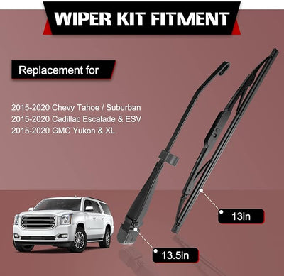 OTUAYAUTO Rear Windshield Wiper Arm Blade - Replacement for Chevrolet Chevy Tahoe, Suburban, Cadillac Escalade&ESV, GMC Yukon&XL 2015-2020 OEM 15711688