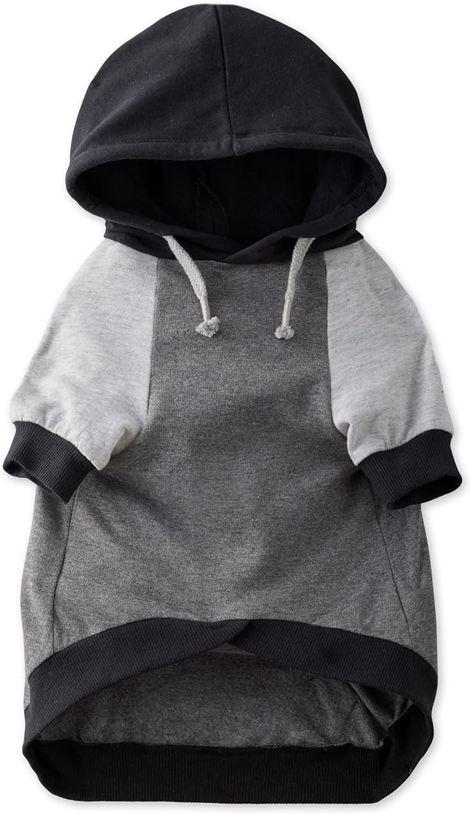 Pet Passion Rocky – The Original Lightweight Hooded Tee 100% Organic Cotton Dog Hoodie Pet Coat Sweater for All Sized Dogs, Black Color Block, Small (10-25 lbs)