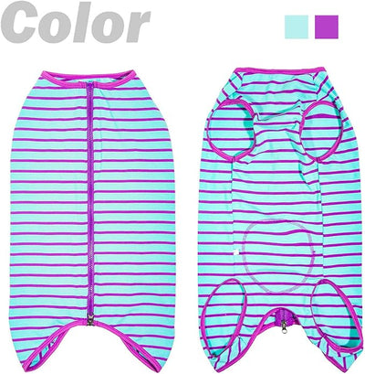Dog’s Recovery Suit Post Surgery Shirt for Female Male Dog, E-Collar Alternative Wound Protective Clothes (Purple stripe-3xl)