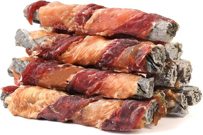 Pawmate Dog Treats Chicken Duck Wrapped Cod Skin Sticks, Rawhide-Free, Grain-Free Dog Chewy Treats for Healthy Teeth and Coat,Training Treats for Small Medium Large Dogs, 9-10 Counts