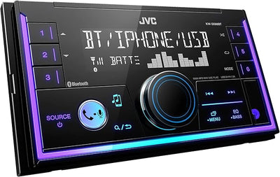 JVC KW-SX88BT Bluetooth Double DIN Car Stereo, 200W Digital Stereo Receiver, AM/FM Radio, Dual Phone Connection, 13-Band EQ, 1.5A USB & AUX Inputs, Custom Color Illumination, Shallow Chassis