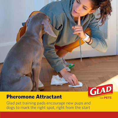 Glad for Pets Activated Carbon Puppy Training Pads with Chew Deterrent and Attractant, Odor Control, 23 x 23 Inch Disposable Dog Pee Pads, 6-Layer Leak-Resistant Potty Pads, 50 Count - 2 Pack