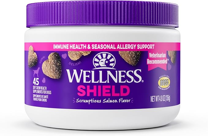 Wellness Salmon Flavored Soft Chew Immune & Allergy Supplements for Dogs, 45 Count