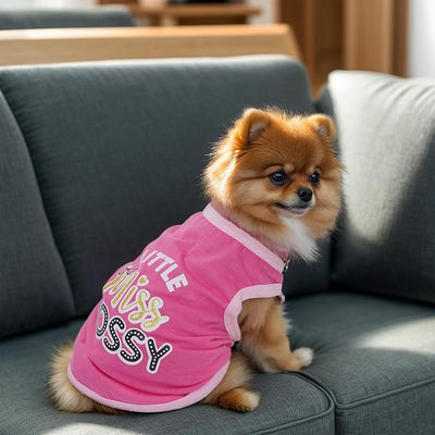 Pistha 4 Pack Dog Shirts Summer Printed Puppy Clothes Cute Sleeveless Pet T Shirts Dog Clothes for Small Medium Dogs Cats Girl(S)