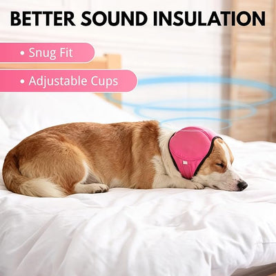Waterproof Ear Covers for Bath & No Flap Ear Wraps for Dogs,Dog Ear Muffs Noise Protection for Hearing,No Shake Head Wraps Anxiety Relief Calming Hoodie for Hematoma,Grooming(Pink,S)