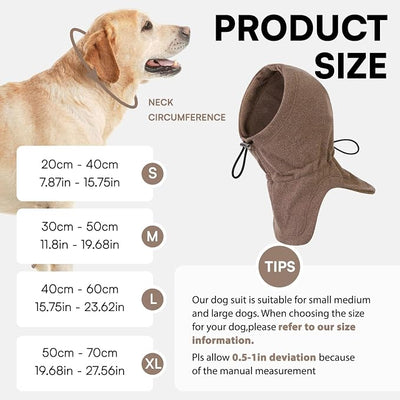Dog Calming Hoodie Pet Ear Warmer Covers for Noise, No Flap Ear Wrap for Dogs, Quiet Ears Dog Hoodie Anxiety Relief Dogs Hat Calming Hood Head Cover, Brown M