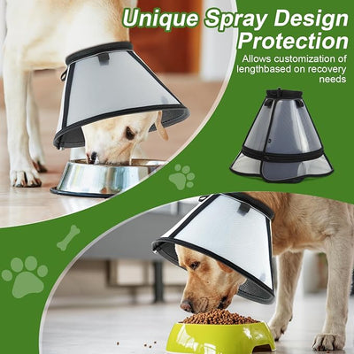 Cone for Dogs – Soft Elizabethan Collar for Large, Medium & Small Dogs | Post-Surgery Recovery, Anti-Licking, Adjustable & Lightweight Dog Cone Alternative (Black,L)