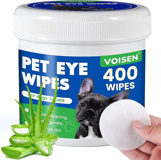 400Pcs Eyes Wipes for Dogs, Pet Tear Stain Remover Wipes, Care Eye Wash Pads for Dogs and Cats, Face, Eye Cleaner Pads to Gently Remove Discharge, Eye Wipes for Dogs & cat Eye Wipes