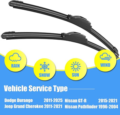Gavimnal® 22"+21" Silicone Wiper Blades Replacement For Dodge Durango 2011-2025,All-Season Front Windshield Wiper Blades(Set of 2)
