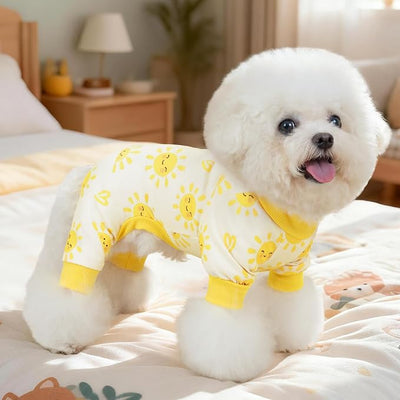 XPUDAC 4 Pack Small Dog Pajamas, Soft Comfy Dog Onesie Pjs, Cute Puppy Clothes Lightweight Pet Outfit Stretchy Pet Clothes for Boy Girl, XL
