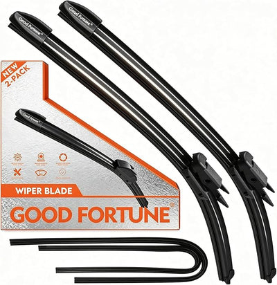 Good Fortune 24"+22"Graphene Coating windshield Wiper Blades Pinch Tab 2Pk | car Beam Blade|sk6 High Carbon Steel Core|Reusable Frame+2 Refills|for Lincoln MKT 2010-2019 for Volvo XC90 2005-2014