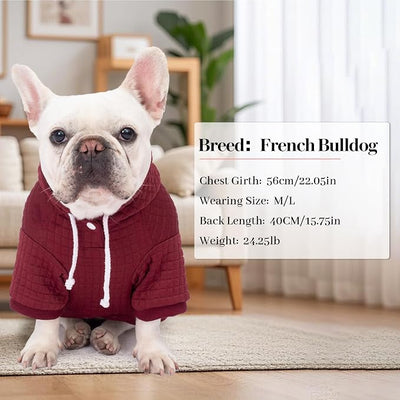 2 Pack Dog Hoodie Sweaters for Small Medium Dogs Warm Dog Clothes for Large Dogs Soft Waffle-Like Laminated Sweatshirt Bulldog (Brown+Wine Red, M/L (Back: 17",Chest: 24.5", Neck: 14.5"))