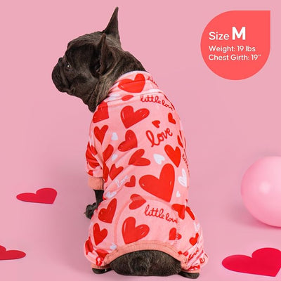 KYEESE Valentine's Day Dog Pajamas, Lightweight Heart Print Dog Onesie, Soft Stretchy Pjs for Pet, Cute Festival Dogs Pajamas for Small Dogs, Pink, Large