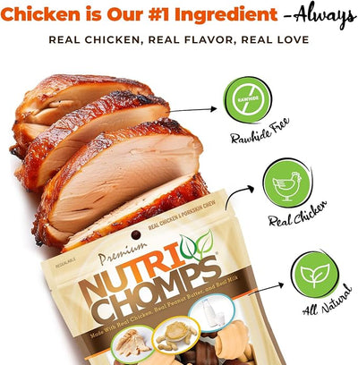 NutriChomps Dog Chews, 4-inch Knots, Easy to Digest, Rawhide-Free Dog Treats, 9 Count, Real Chicken, Peanut Butter and Milk flavor
