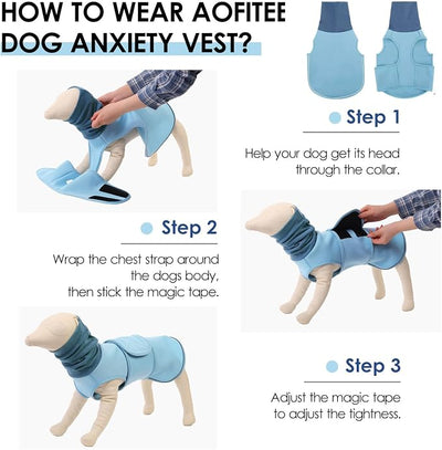 AOFITEE Dog Anxiety Vest, Dog Anxiety Calming Hoodie, Pet Thunder Jacket Calming Shirt for Fireworks, Thunder, Travel, Separation, Noise Block & Ear Protection Recovery